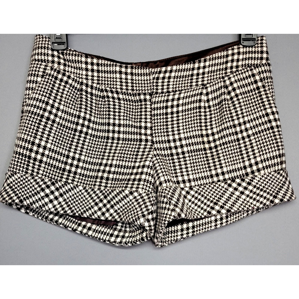 Forever Shorts Womens Medium Houndstooth Plaid Lined Cuffed Retro Causal Classic